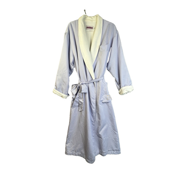Robeworks Luxury Robe Unisex Large Blue White Terrycloth Lined Spa Classic Wrap - Picture 1 of 10